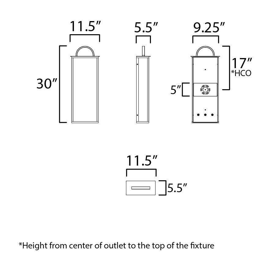 Manchester 3-Light X-Large Outdoor Wall Sconce by Studio M Lighting – line drawing