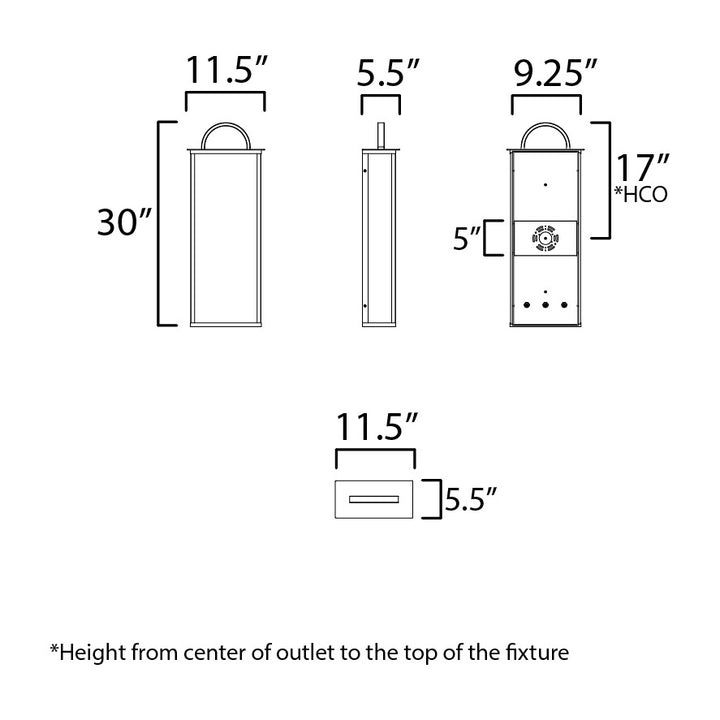 Manchester 3-Light X-Large Outdoor Wall Sconce by Studio M Lighting – line drawing
