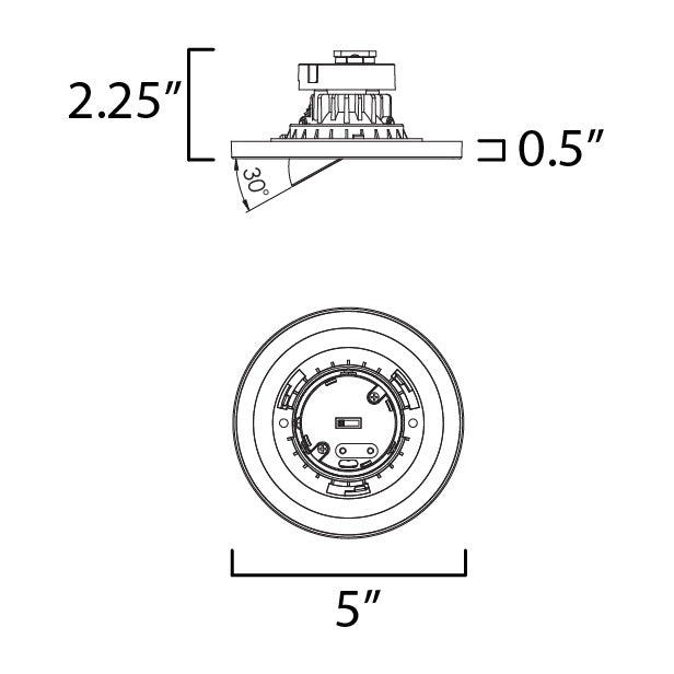 Tilt LED Recessed Downlight w Gimbal by Studio M Lighting – line drawing