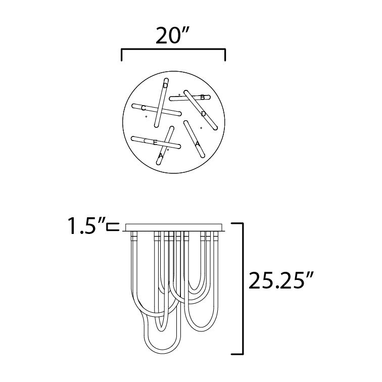 Soleil 7-Light LED RD Flush Mount by Studio M Lighting – line drawing