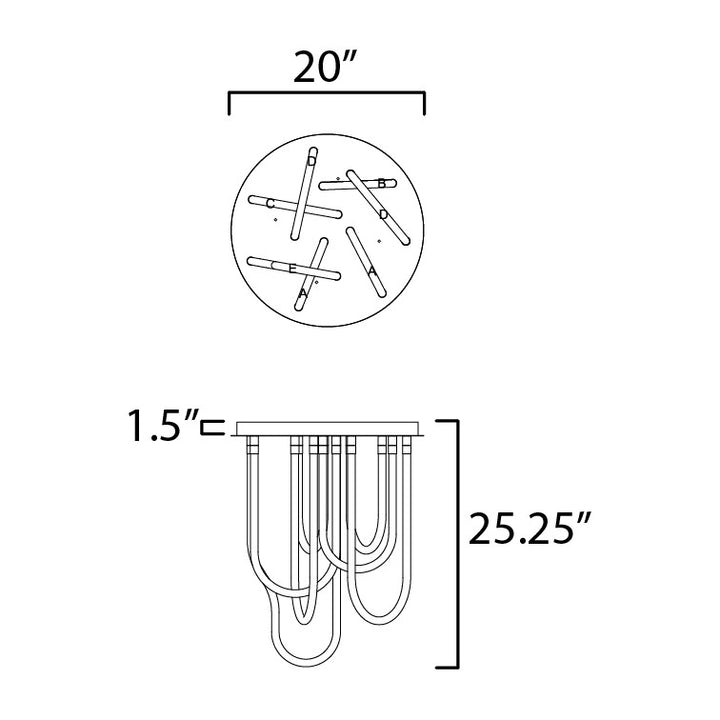 Soleil 7-Light LED RD Flush Mount by Studio M Lighting – line drawing