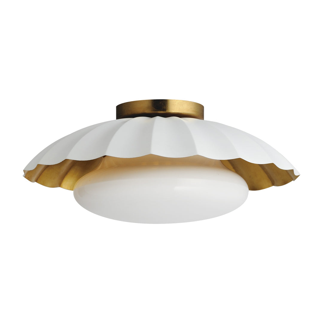 Primrose 1-Light Flush Mount by Studio M Lighting in Matte White / Gold Leaf