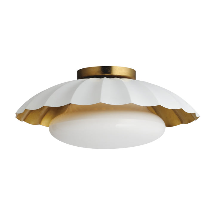Primrose 1-Light Flush Mount by Studio M Lighting in Matte White / Gold Leaf