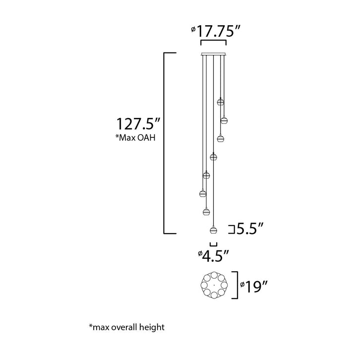 Swank 8-Light Pendant by Studio M Lighting – line drawing