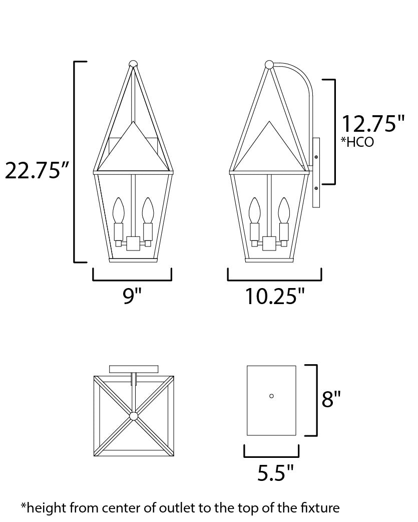 Bavaria Large 2-Light Outdoor Wall Sconce by Studio M Lighting – line drawing