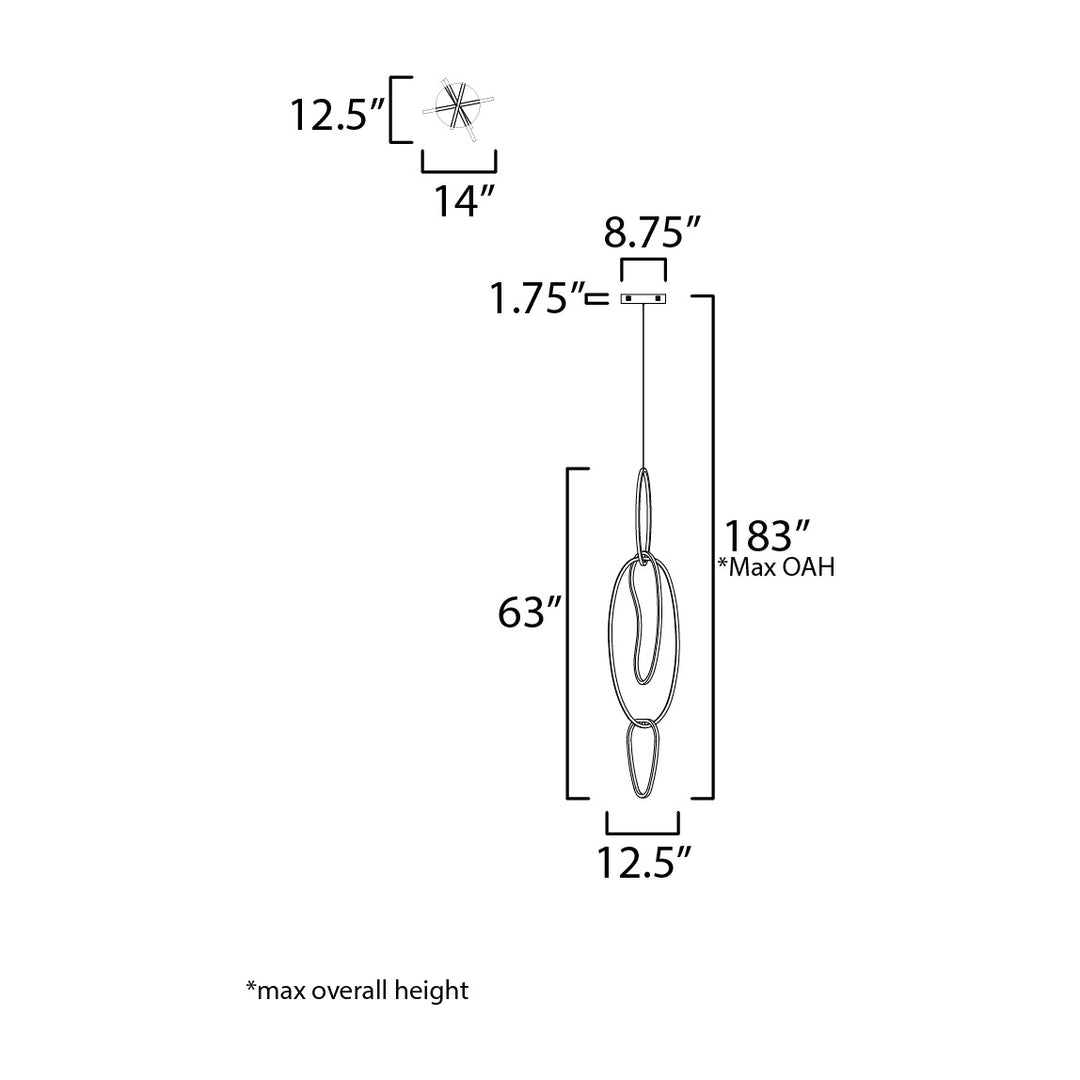 Unity Vertical LED Pendant by Studio M Lighting – line drawing
