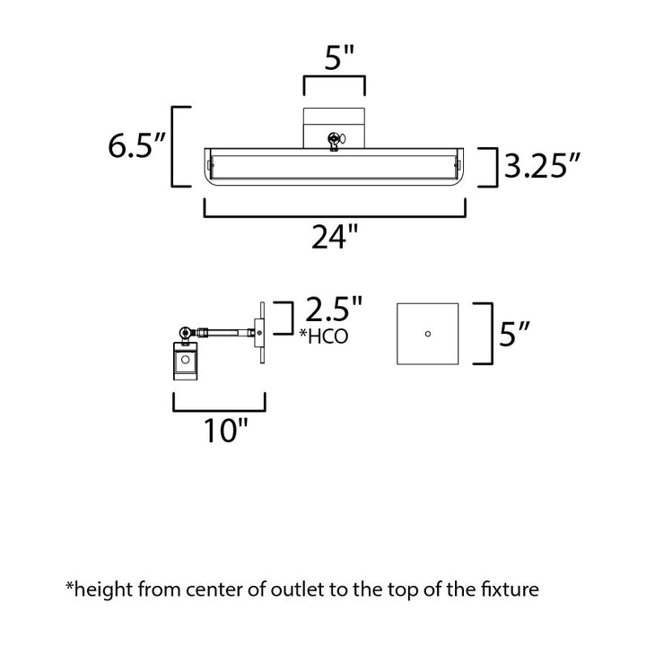 Miles 24 Articulating LED Wall Sconce by Studio M Lighting – line drawing
