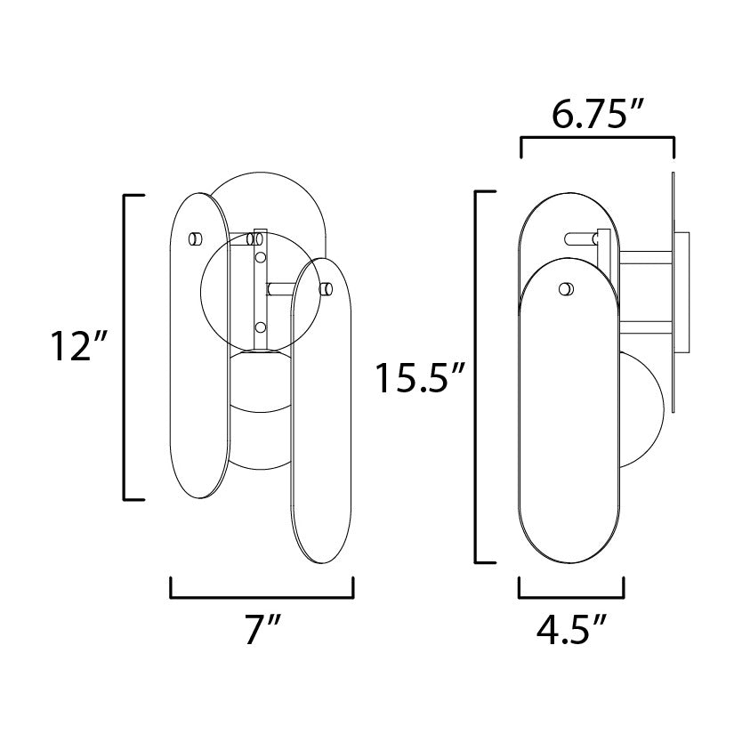 Megalith - Glass Megalith LED Wall Sconce by Studio M Lighting – line drawing
