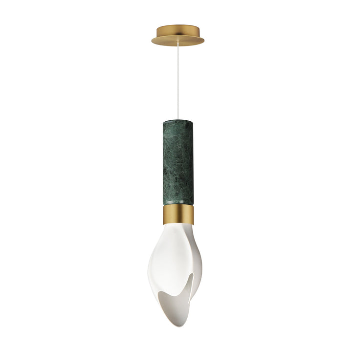 Burgeon LED Single Pendant by Studio M Lighting in Verdi Alpi Marble / Natural Aged Brass