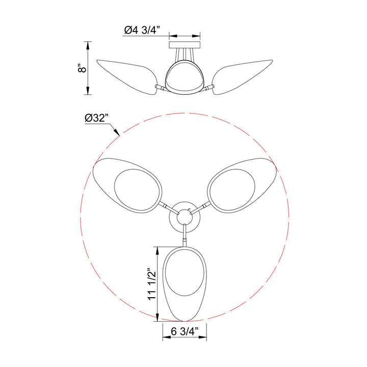 Marsh 3-Light LED Semi-Flush Mount by Studio M Lighting – line drawing