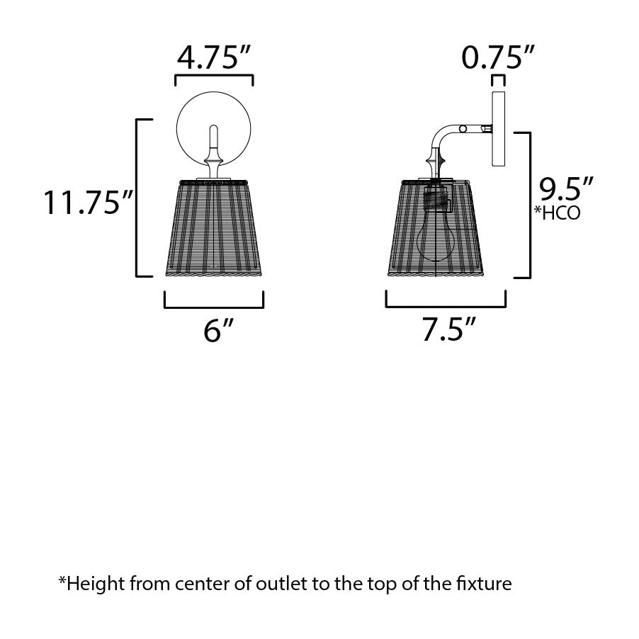 Baja 1-Light Sconce by Studio M Lighting – line drawing