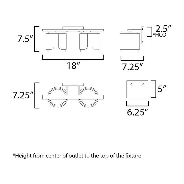 Draughtsman 2-Light Bath Vanity by Studio M Lighting – line drawing