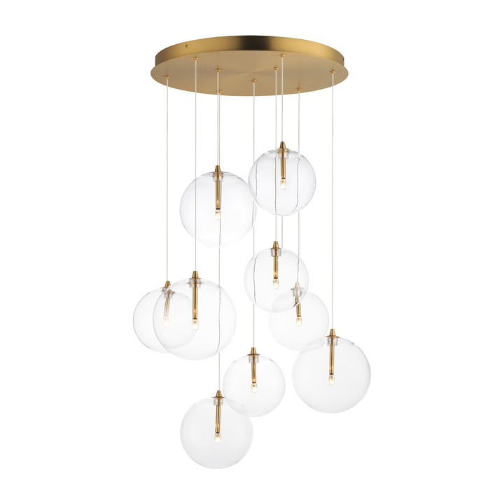 Global 9-Light LED Chandelier by Studio M Lighting in Natural Aged Brass