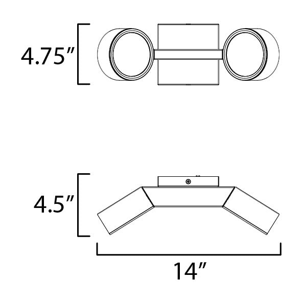 Embrace 2-Light LED Wall Sconce by Studio M Lighting – line drawing