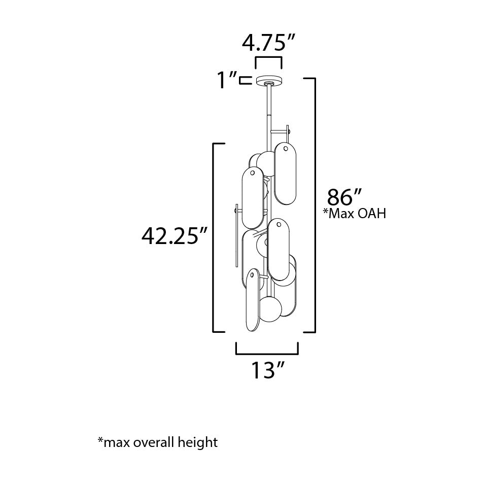 Megalith - Stone Megalith 5-Light Vertical Pendant by Studio M Lighting – line drawing