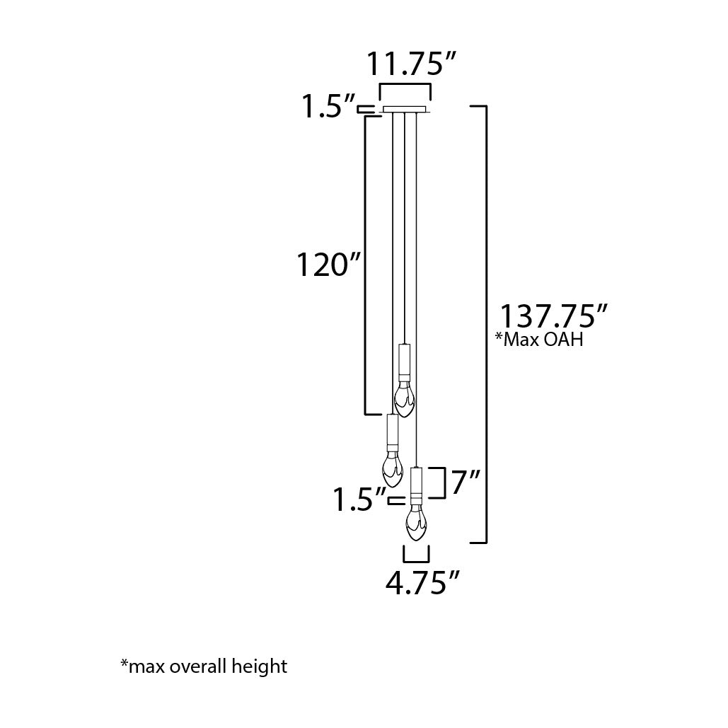 Burgeon 3-Light Pendant by Studio M Lighting – line drawing