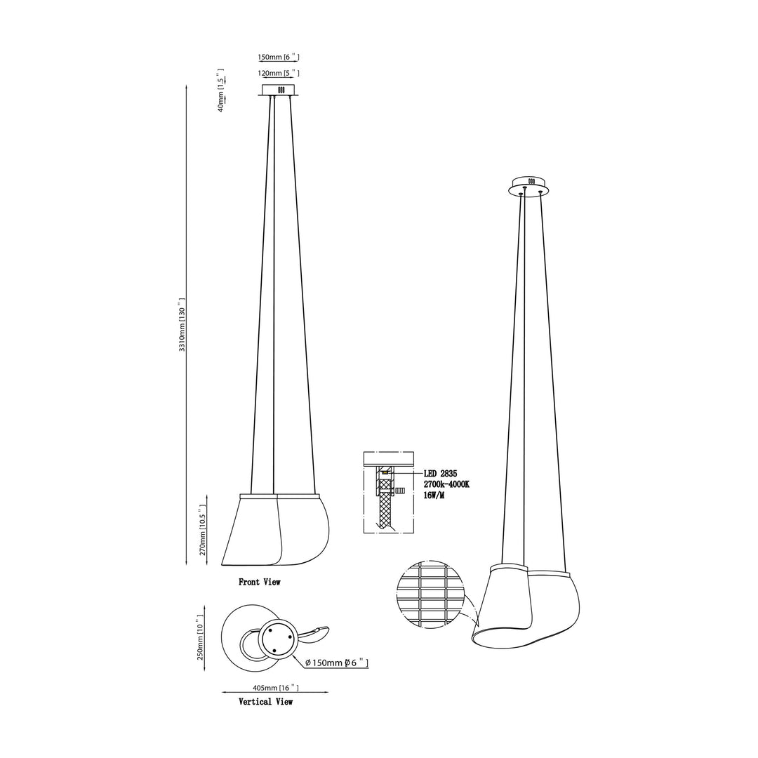 Tartan 1-Light LED Pendant 254812 by Studio M Lighting – line drawing