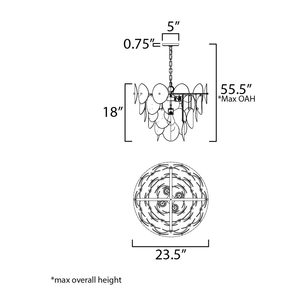 Isla 5-Light Pendant by Studio M Lighting – line drawing