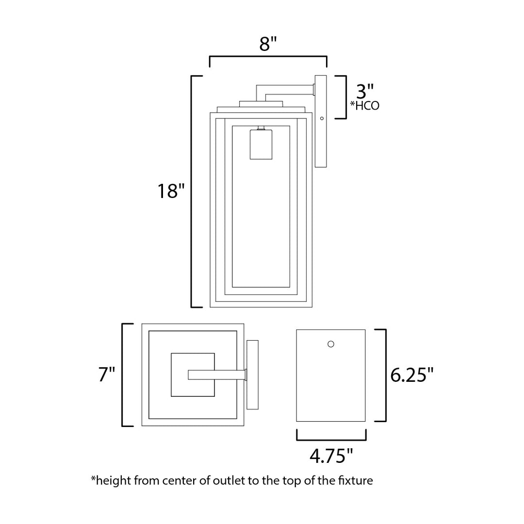 Cabana 1-Light Large Outdoor Sconce by Studio M Lighting – line drawing