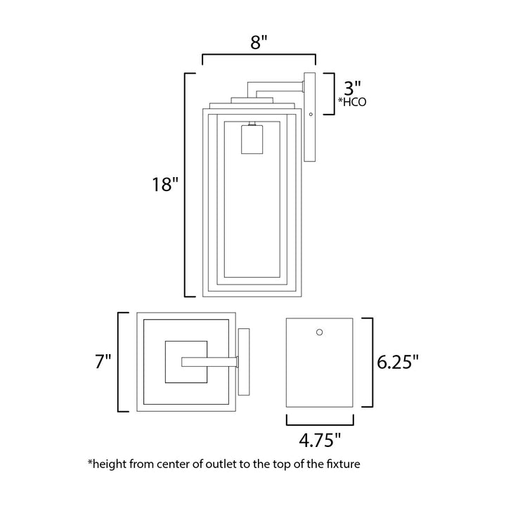 Cabana 1-Light Large Outdoor Sconce by Studio M Lighting – line drawing