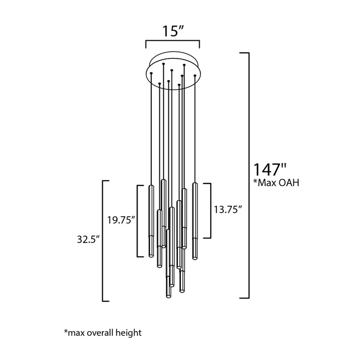 Diaphane LED 9-Light Pendant by Studio M Lighting – line drawing