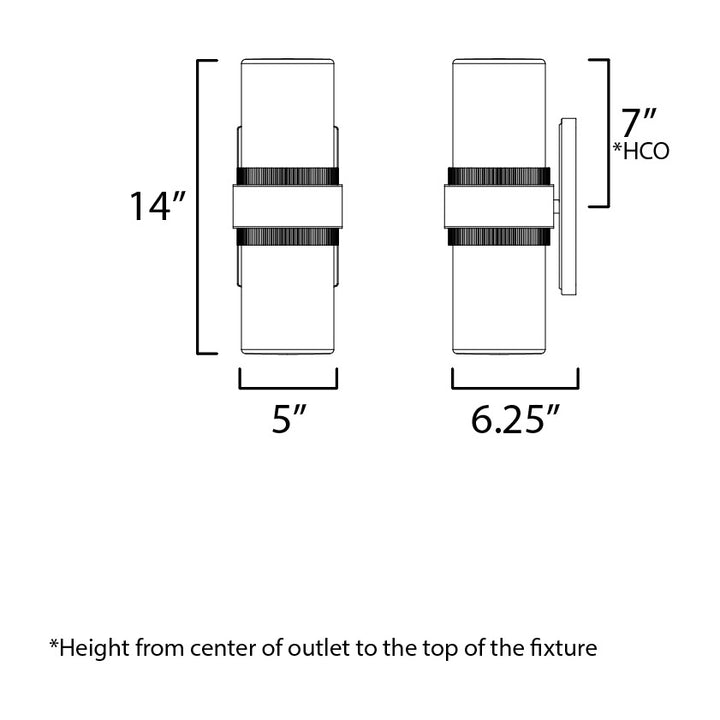 Ruffles 2-Light Outdoor Sconce by Studio M Lighting – line drawing