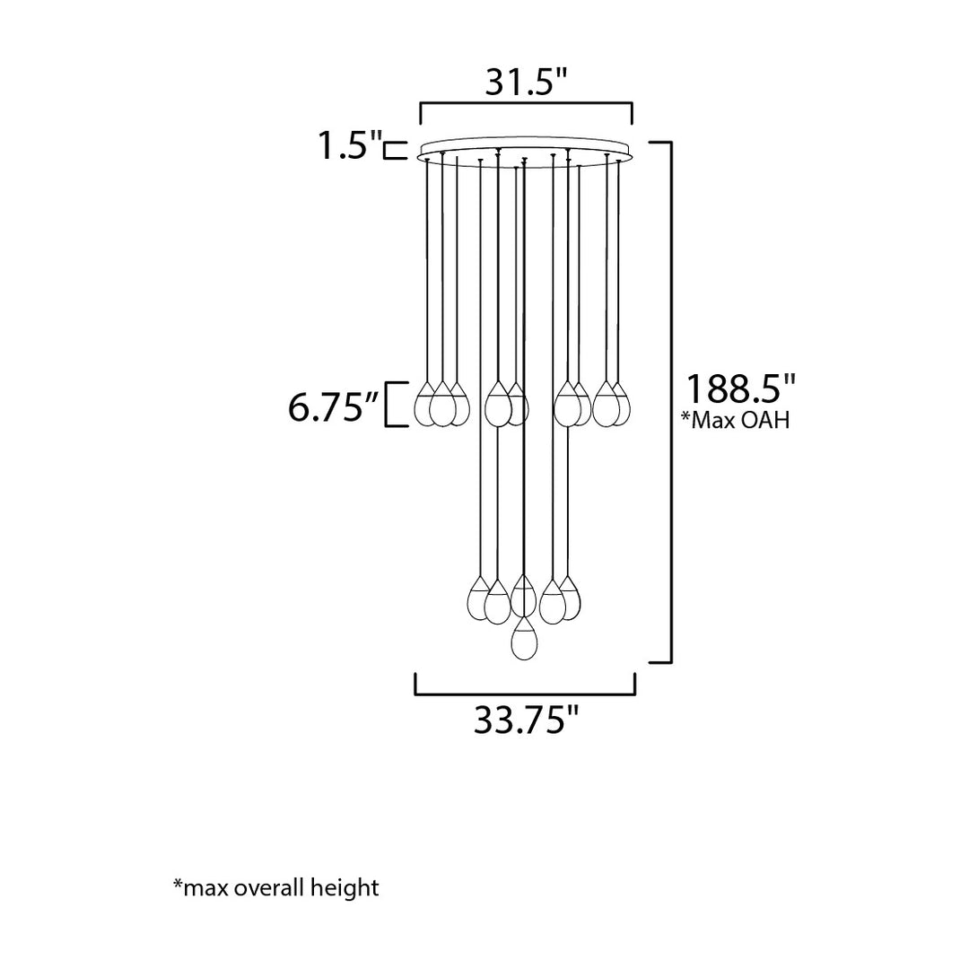 Dewdrop 15-Light LED Pendant by Studio M Lighting – line drawing