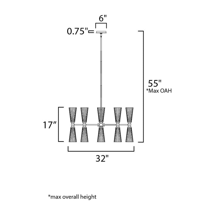 Krevat 10-Light Chandelier by Studio M Lighting – line drawing