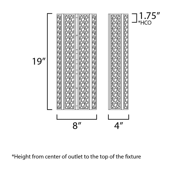 Miramar 2-Light Wall Sconce by Studio M Lighting – line drawing