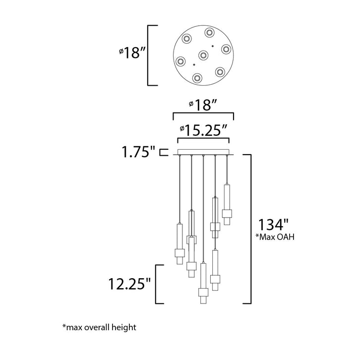 Reveal 7-Light LED Pendant by Studio M Lighting – line drawing