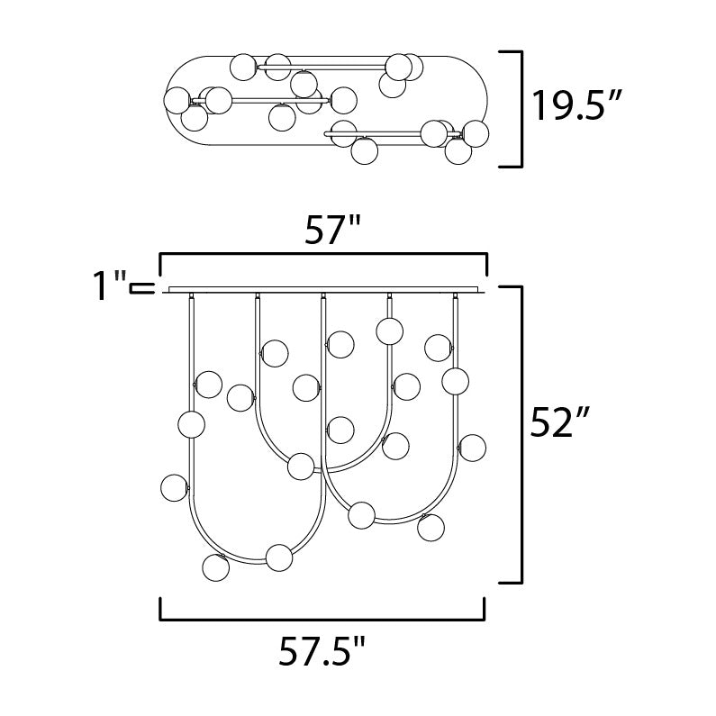 Contour 19-Light Fixed Stem Ceiling Light by Studio M Lighting – line drawing