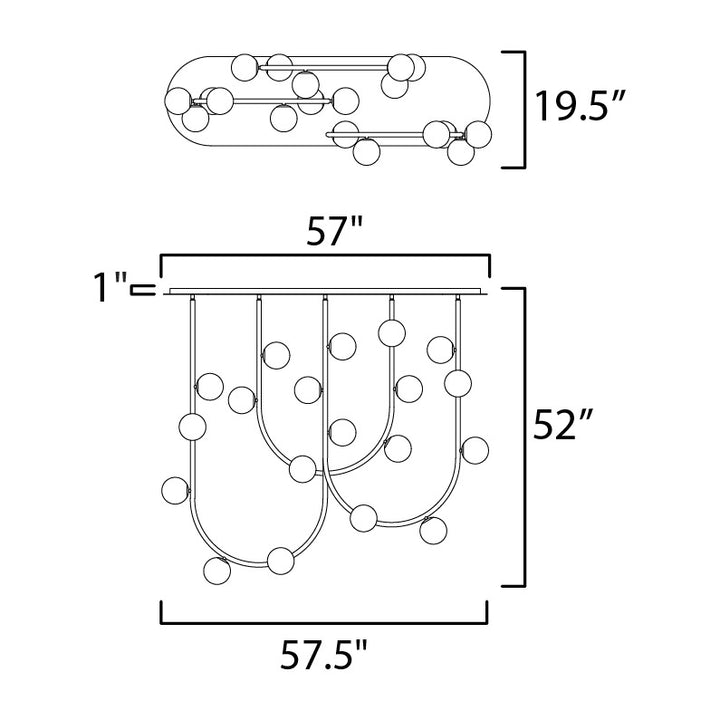Contour 19-Light Fixed Stem Ceiling Light by Studio M Lighting – line drawing