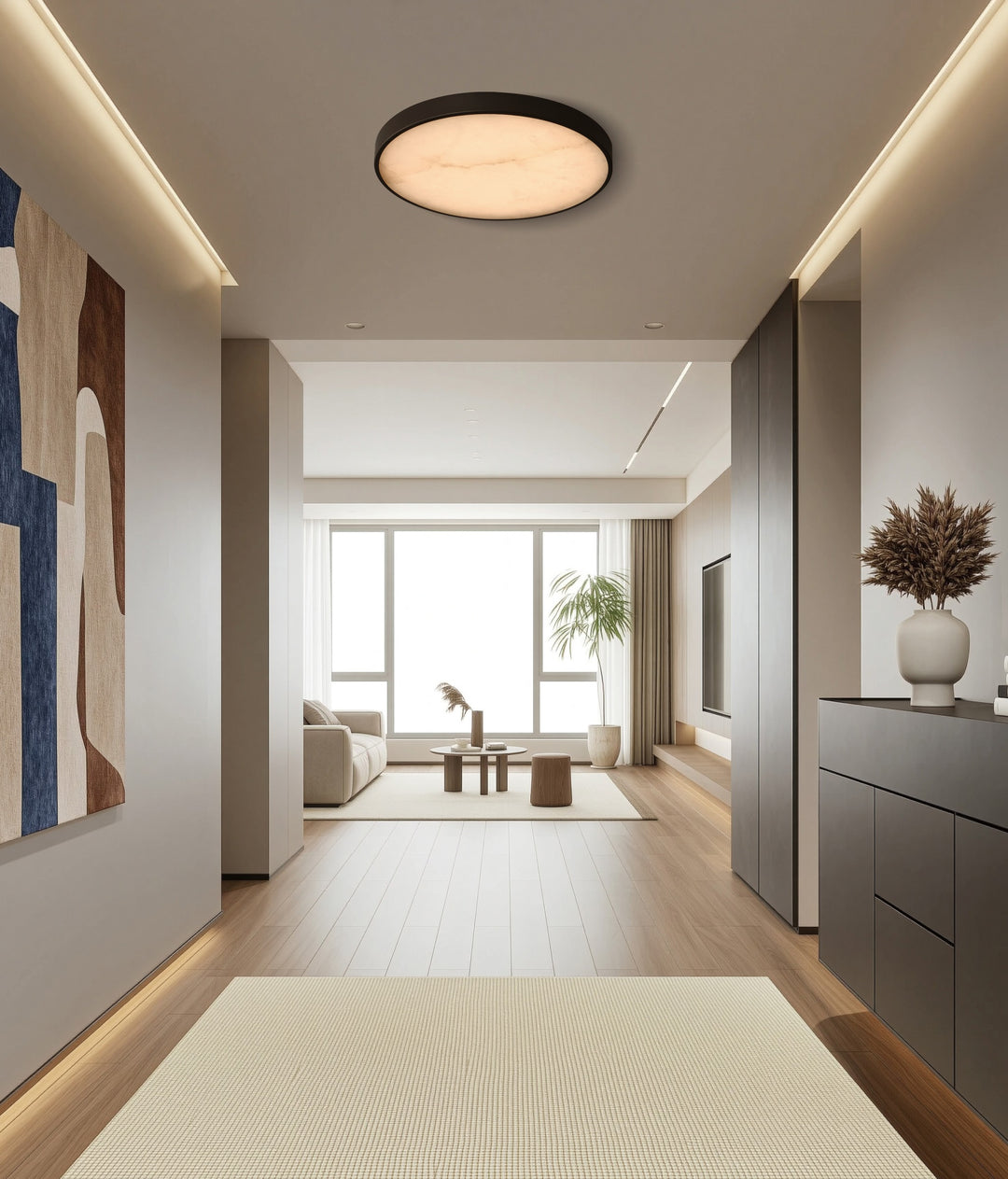 Slab 12 LED Alabaster Flush Mount by Studio M Lighting – lifestyle