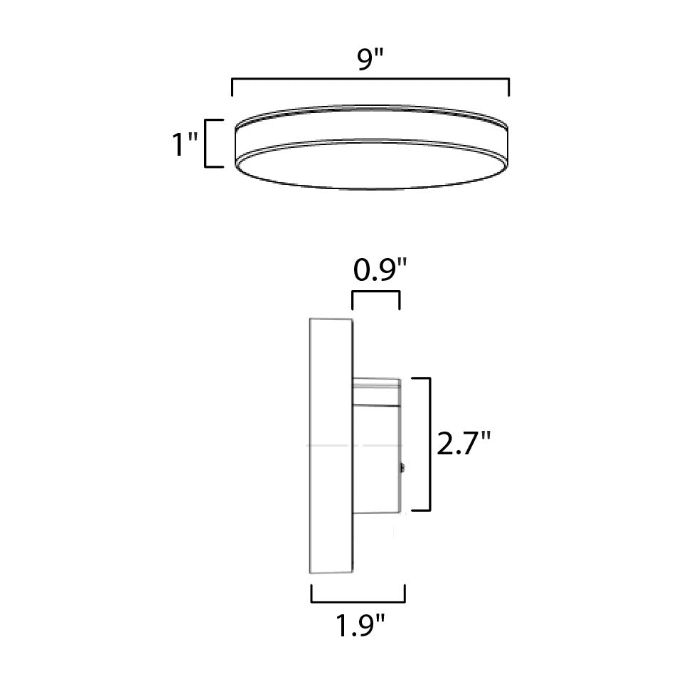 Trim 9 RD LED Surface Mount 3000K 0-10V Dim by Studio M Lighting – line drawing