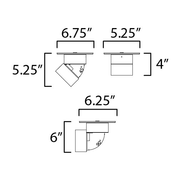 Swinger 5.25 Adjustable LED Flush Mount by Studio M Lighting – line drawing