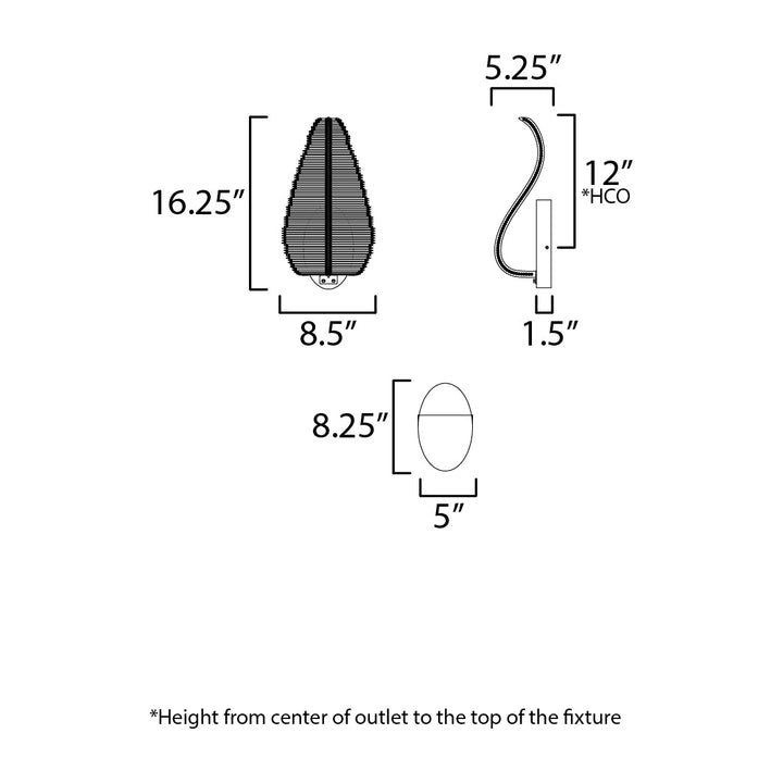 Lillet 1-Light LED Wall Sconce by Studio M Lighting – line drawing
