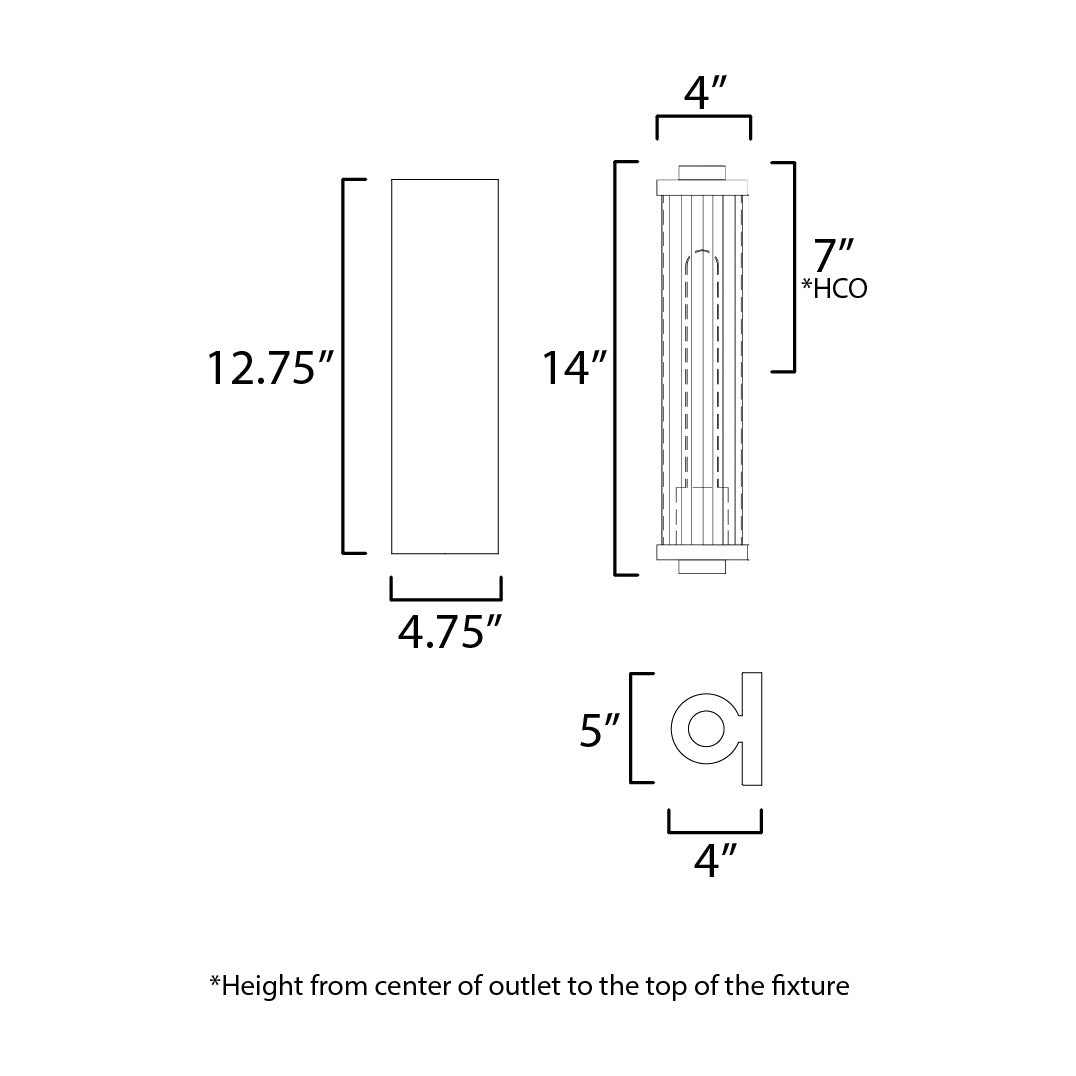 Opulent 1-Light Outdoor Wall Sconce 166121 by Studio M Lighting – line drawing