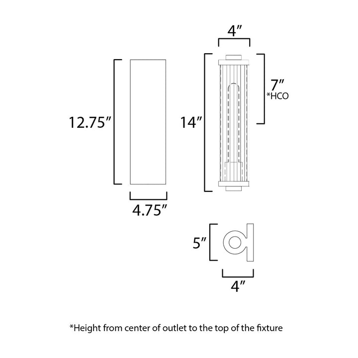 Opulent 1-Light Outdoor Wall Sconce 166121 by Studio M Lighting – line drawing