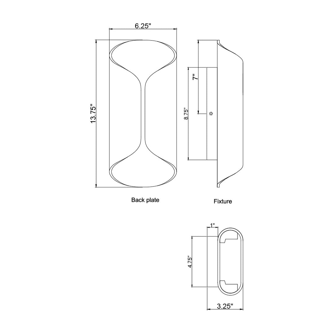 Folio 14" LED Outdoor Wall Lamp by Studio M Lighting – line drawing