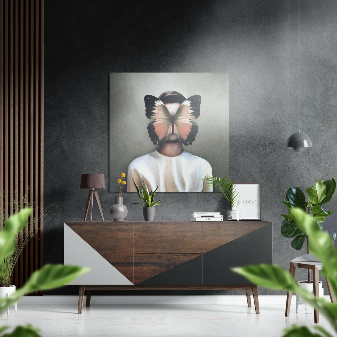Butterfly Face Brushed Aluminium Dibond Wall Art.