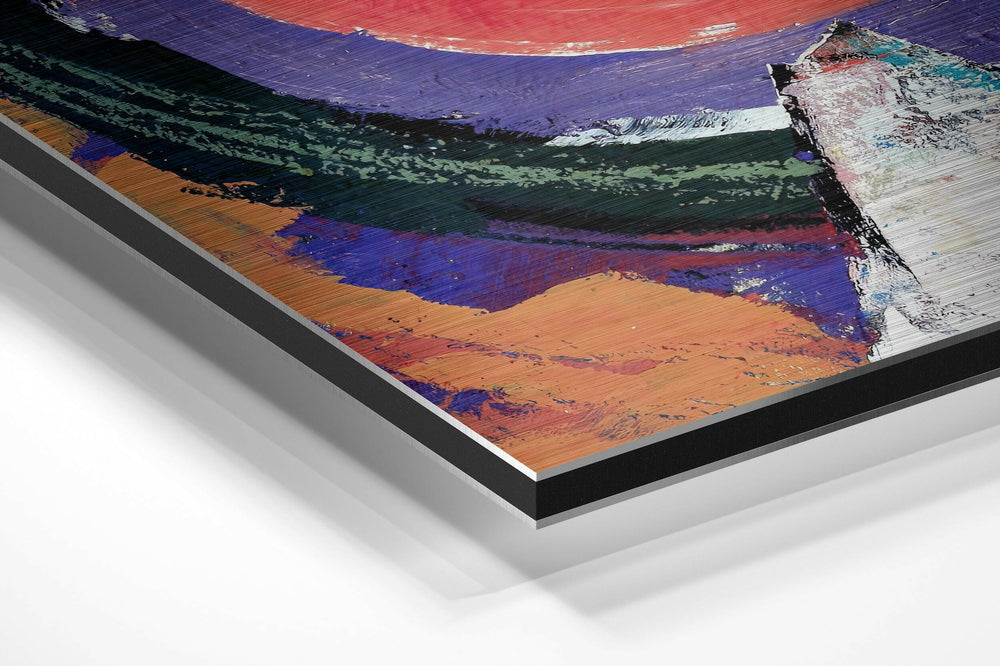 Kandinsky Style Brushed Aluminium Dibond Wall Art.