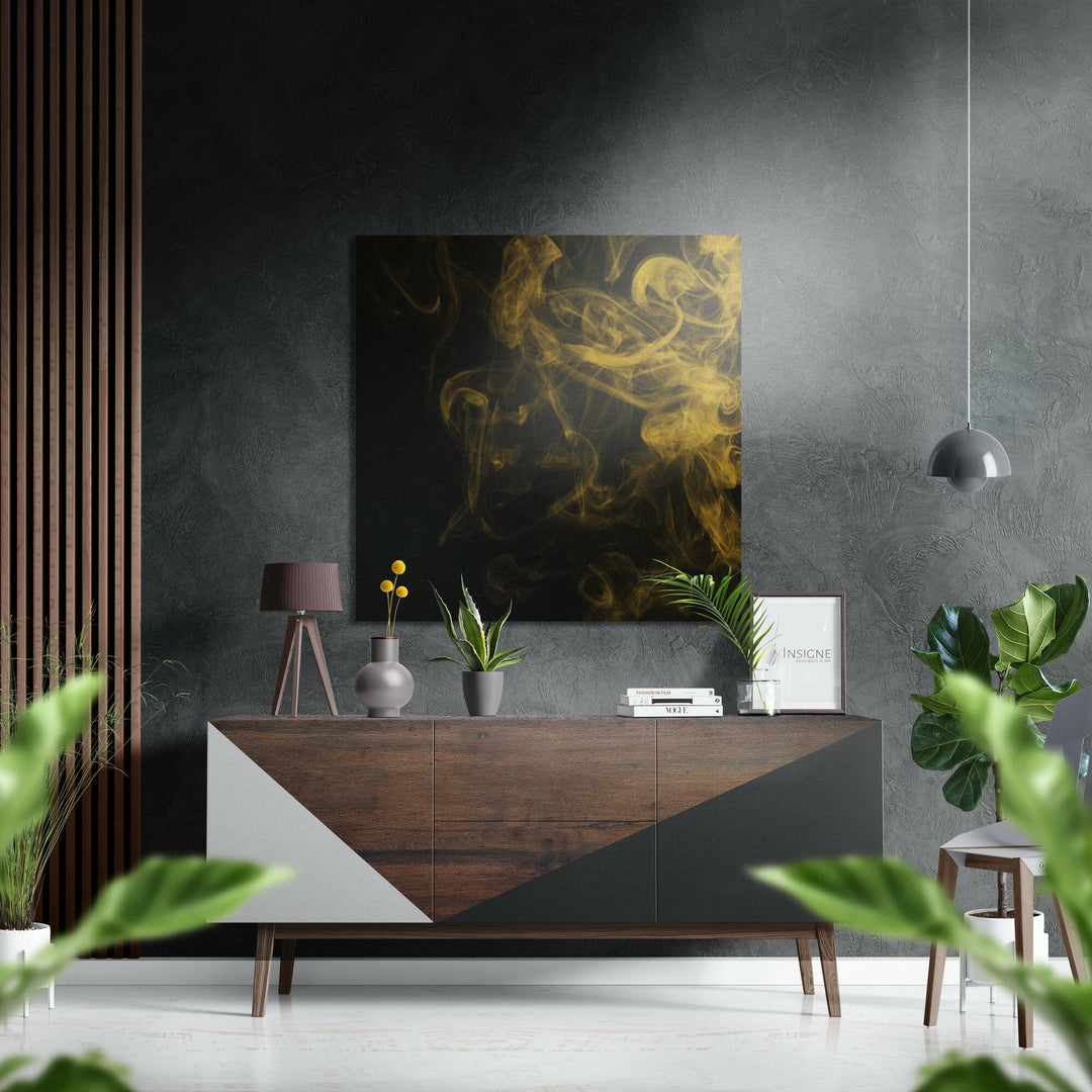 Yellow Smoke Brushed Aluminium Dibond Wall Art.