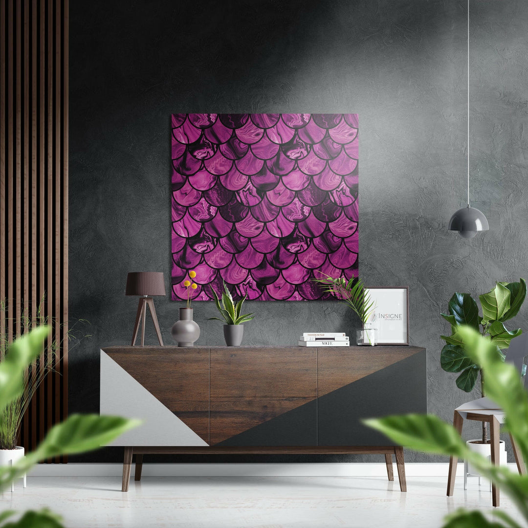 Pink Drops Brushed Aluminium Dibond Wall Art.
