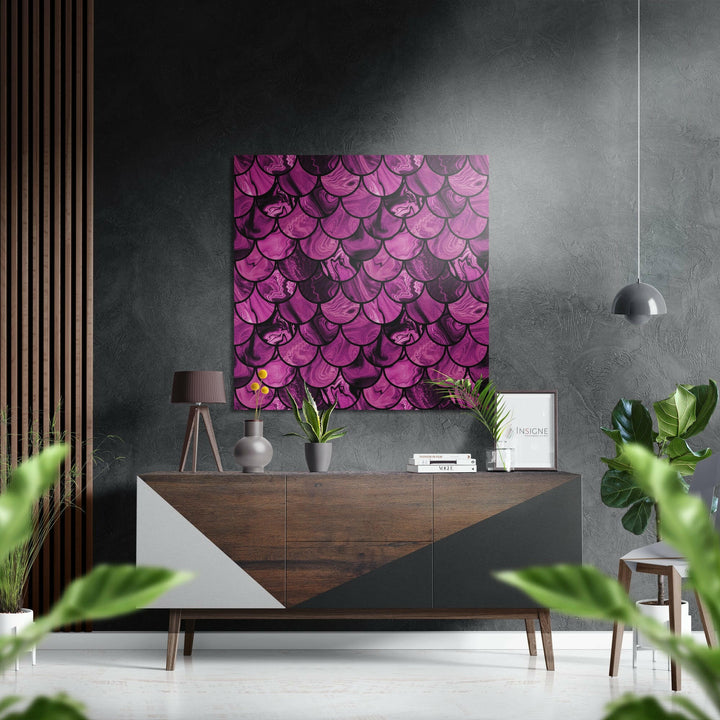 Pink Drops Brushed Aluminium Dibond Wall Art.