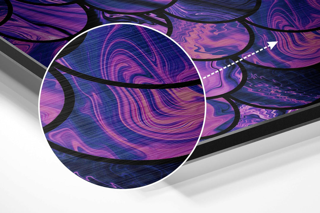 Purple Drops Brushed Aluminium Dibond Wall Art.