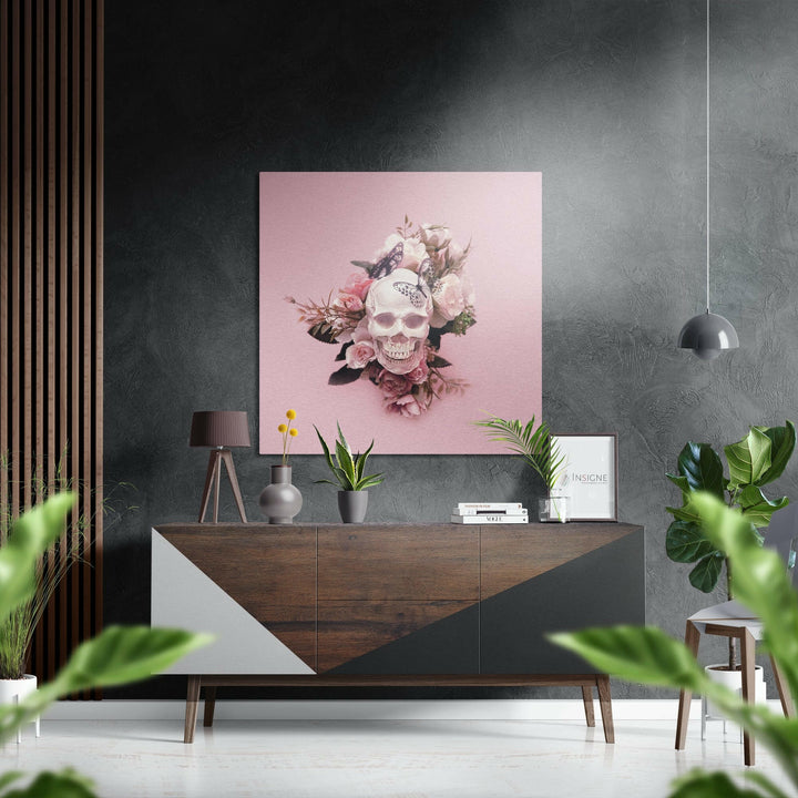 Cute Skull Brushed Aluminium Dibond Wall Art.