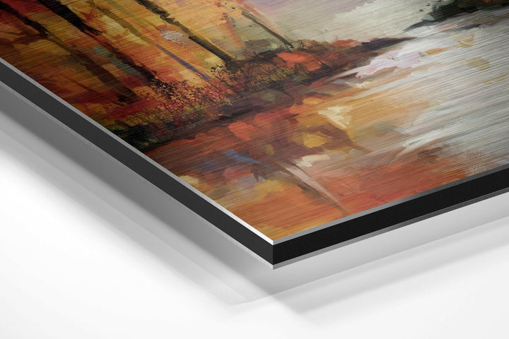 Autumn in Forest Brushed Aluminium Dibond Wall Art.