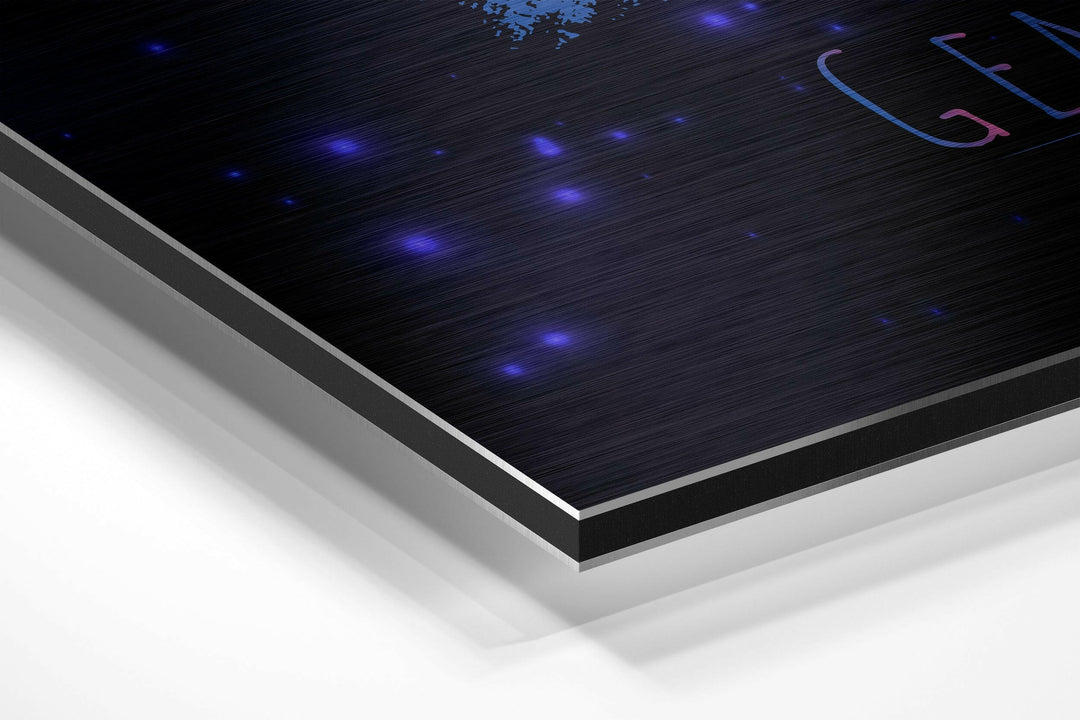 Gemini Brushed Aluminium Dibond Wall Art.