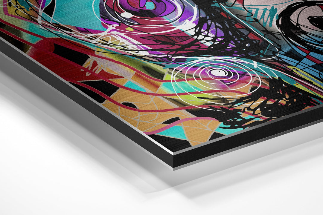 Picasso Style Brushed Aluminium Dibond Wall Art.