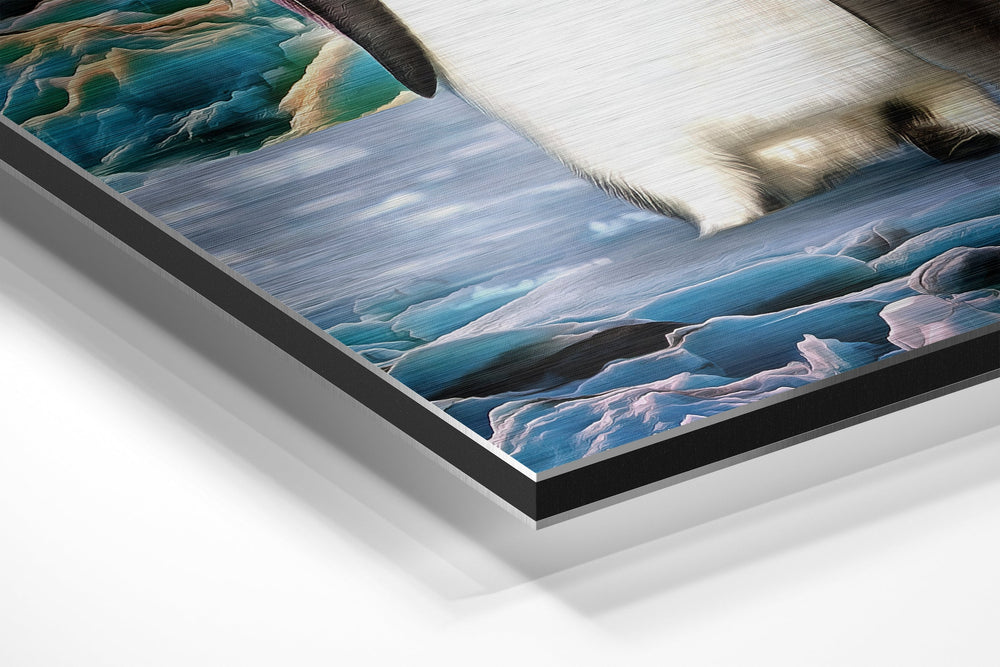 Penguin Family Brushed Aluminium Dibond Wall Art.